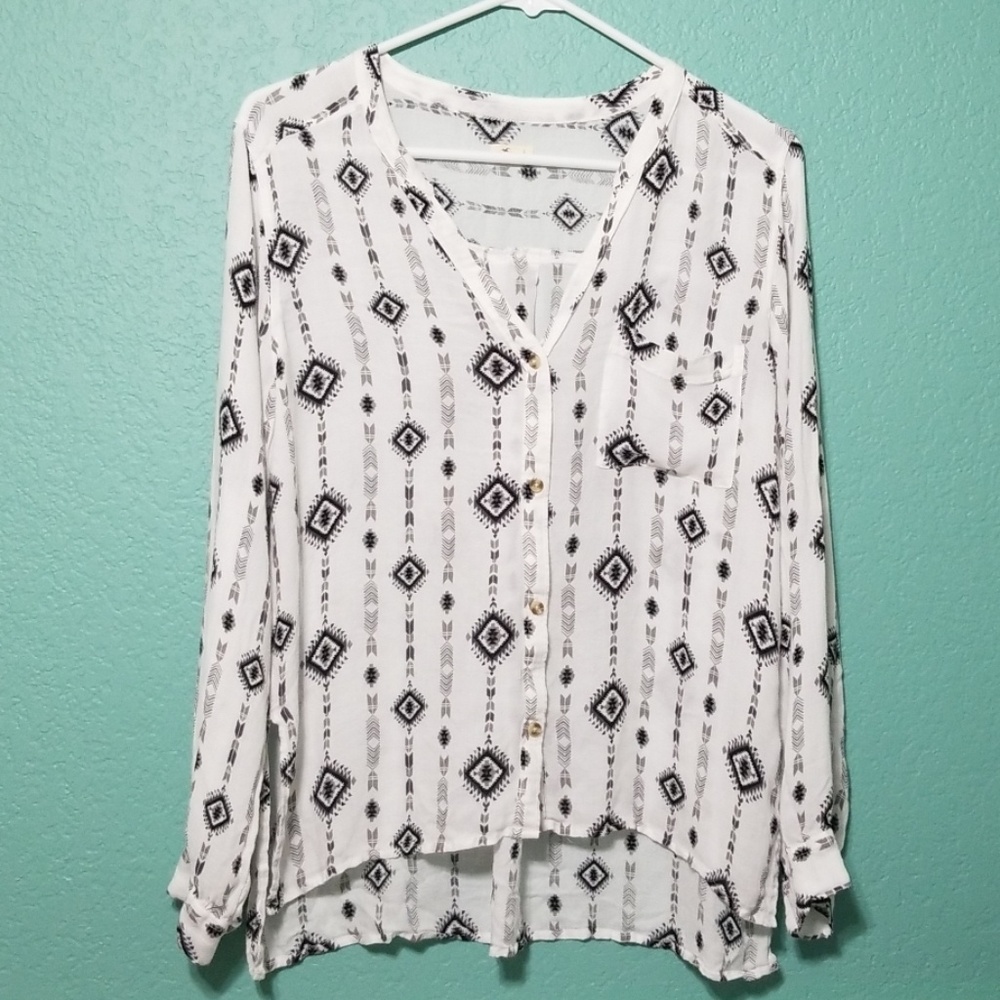 Hollister Aztec Button Down Blouse